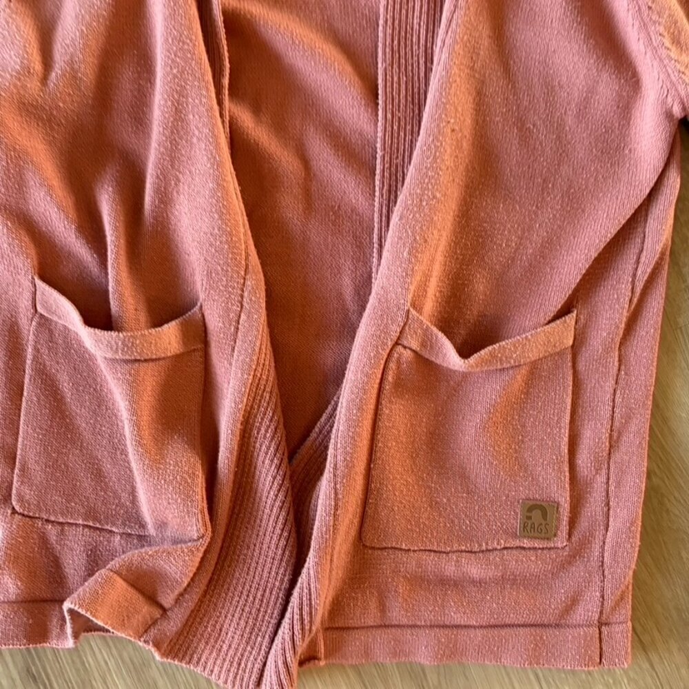 ** Rags Sweater Cardigan Orange Coral Salmon Size Medium Womens - Picture 8 of 8